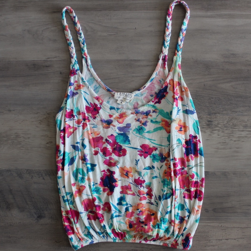 La Hearts Floral Braided Tank Top